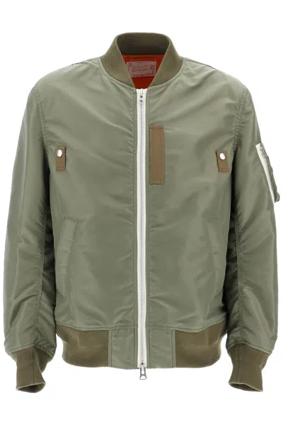 Sacai Nylon Bomber Jacket In Neutrals