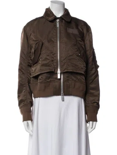Pre-owned Sacai Nylon Bomber Jacket W/ Tags In Brown