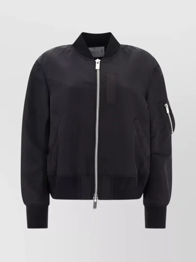 SACAI NYLON BOMBER JACKET WITH DROP SHOULDER