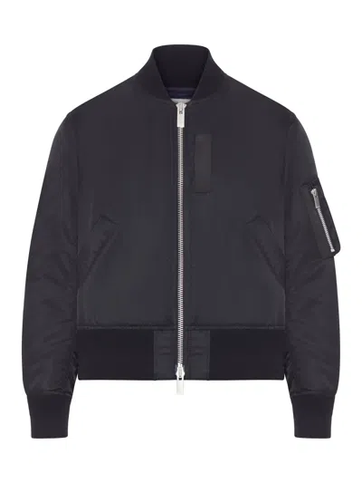 Sacai Nylon Bomber Jacket With Zip In Black