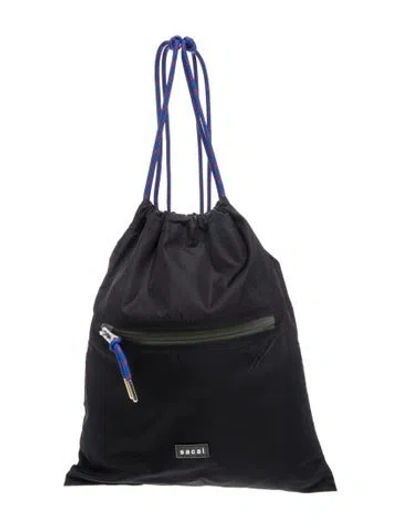Pre-owned Sacai Nylon Bucket Bag In Black