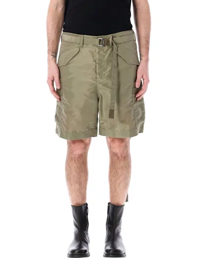 Sacai Belted Cargo Shorts In Green