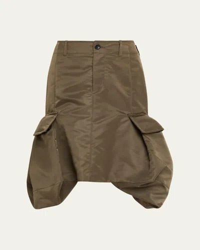 Sacai Nylon Cargo Skirt In Green