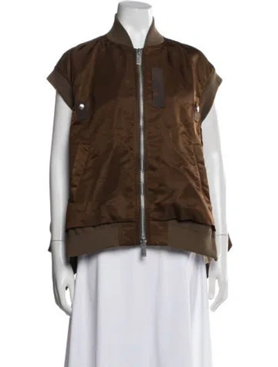 Pre-owned Sacai Nylon Coat In Brown