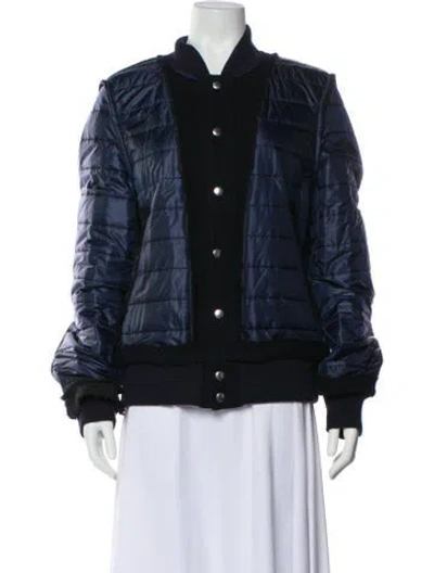 Pre-owned Sacai Nylon Colorblock Pattern Bomber Jacket In Blue