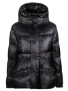 Sacai Black Nylon Down Jacket With Drawstring In Black