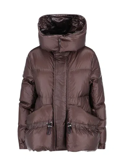 Sacai Nylon Down Jacket In Brown