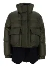 Sacai Nylon Down Jacket In Green
