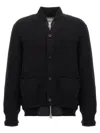 Sacai Cardigan Ribbed Texture Nylon Insert In Black