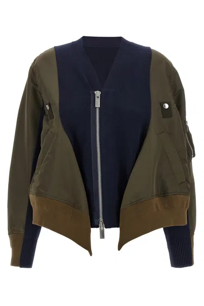 SACAI NYLON INSERT CARDIGAN