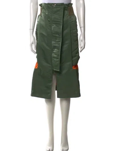 Pre-owned Sacai Nylon Midi Length Skirt In Green
