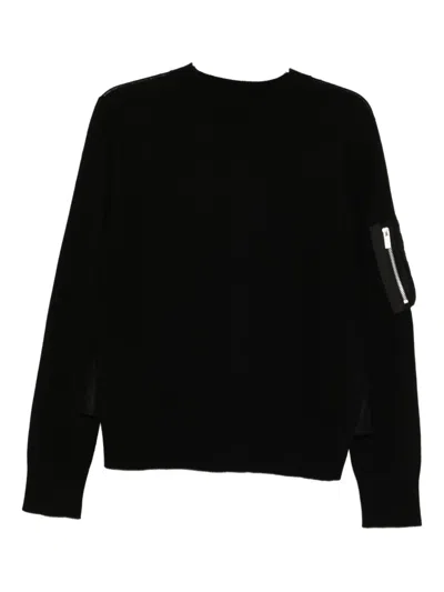 Sacai Nylon-patch Jumper In Black