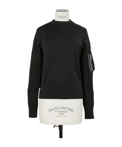 Sacai Nylon-patch Jumper In Black