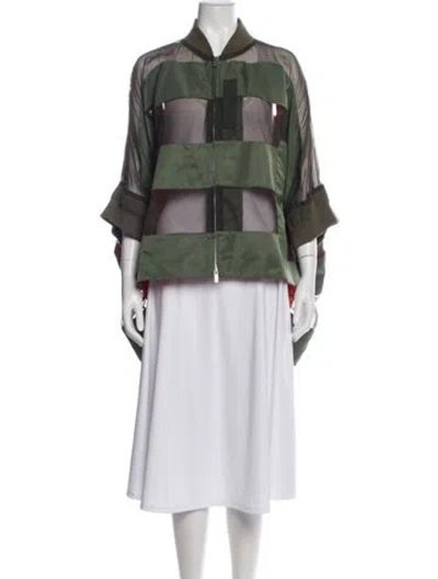 Pre-owned Sacai Nylon Plaid Print Jacket In Green