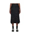 Sacai Black Nylon Twill Midi Skirt In Black