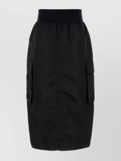 Sacai Nylon Skirt With Cargo Pockets And Elastic Waistband In Black