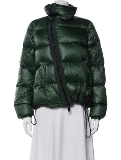 Pre-owned Sacai Nylon Striped Down Jacket In Green