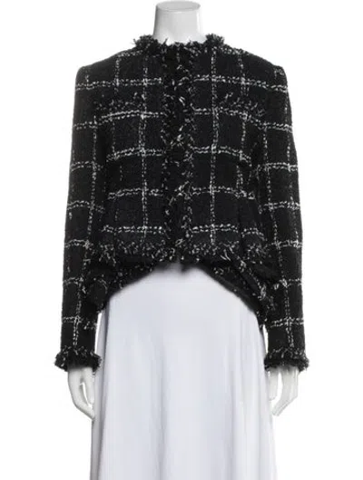 Pre-owned Sacai Nylon Tweed Pattern Blazer In Black