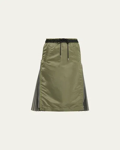 Sacai Nylon Twill Adjustable Skirt In Green