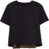 Sacai Nylon Twill & Cotton Jersey T-shirt In Navy X Taupe