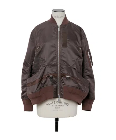Sacai Nylon Twill Blouson In Brown