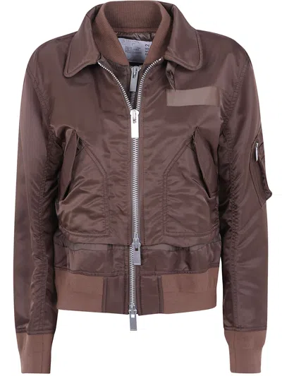 Sacai Nylon Twill Blouson In Brown