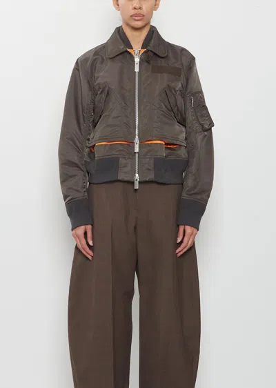 Sacai Nylon Twill Blouson In Brown