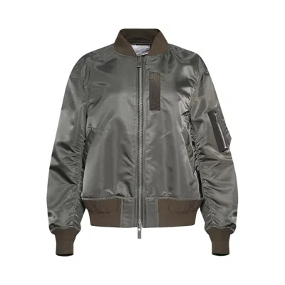 Pre-owned Sacai Nylon Twill Blouson 'taupe' | Grey | Women's Size 2