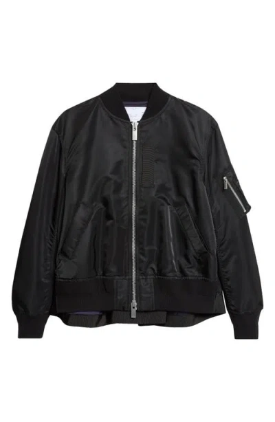 Sacai Nylon Twill Bomber Jacket In Black