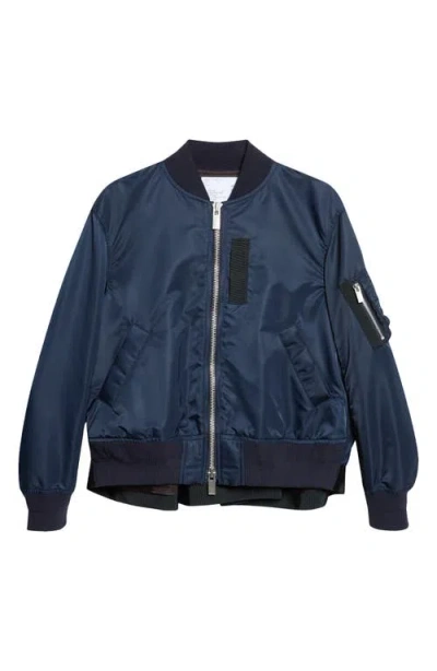 Sacai Nylon Twill Bomber Jacket In Animal Print