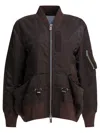 Sacai Drawstring-detail Bomber Jacket In Brown