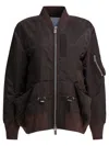 Sacai Ribbed Bomber Jacket With Side And Sleeve Pockets In Brown