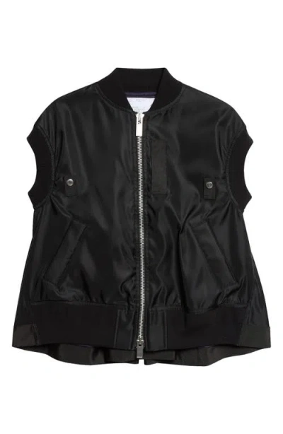 Sacai Nylon Twill Bomber Vest In Black
