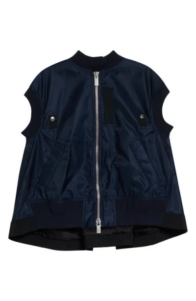 Sacai Nylon Twill Bomber Vest In Blue