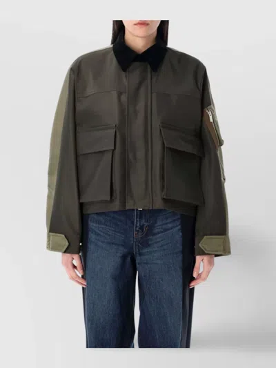 SACAI NYLON TWILL BOXY JACKET