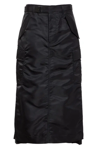 Sacai Nylon Twill Cargo Skirt In Black