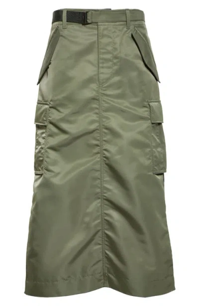 Sacai Nylon Twill Cargo Skirt In Khaki