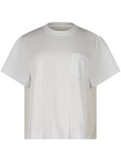 Sacai Nylon Twill Cotton Jersey T-shirt In White