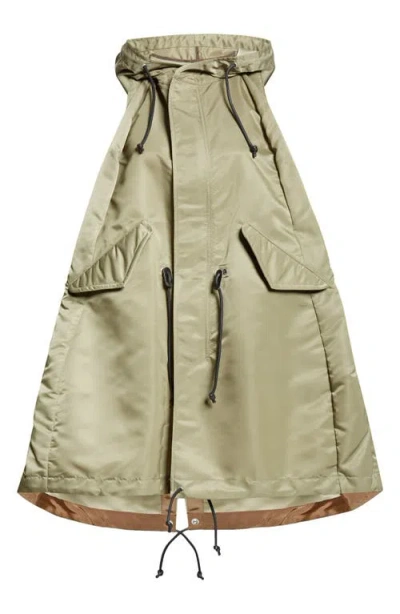 Sacai Nylon Twill Hooded Vest In Taupe