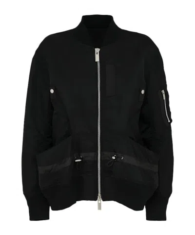 Sacai Nylon Twill Jacket In Black