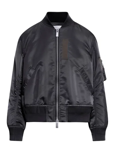 Sacai Nylon Twill Jacket In Black