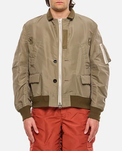 Sacai Nylon Twill Jacket In Green