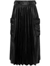 Sacai Womens Black Pleated Wrap-front Woven Midi Skirt In Black