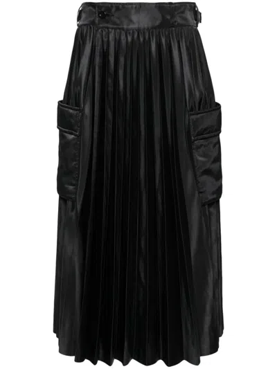 Sacai Nylon Twill Long Skirt In Black
