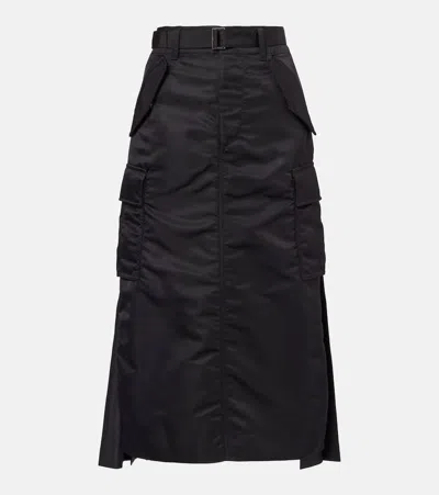 SACAI NYLON TWILL MIDI SKIRT