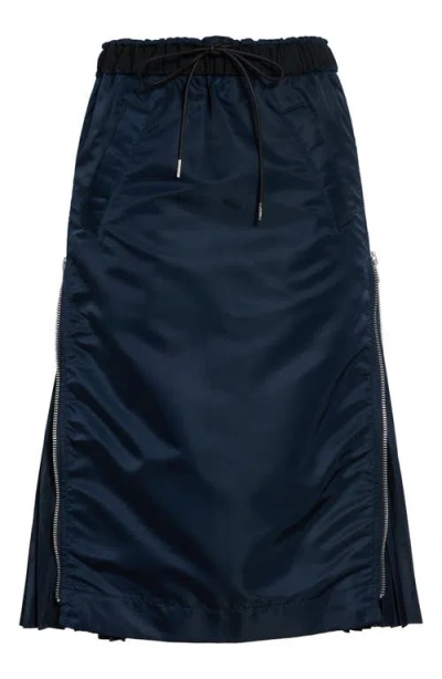 Sacai Nylon Twill Midi Skirt In Blue