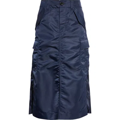 Sacai Nylon Twill Midi Skirt In Blue