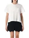 Sacai Panelled T-shirt With Ribbed Neckline And Satin Ruffled Detailing