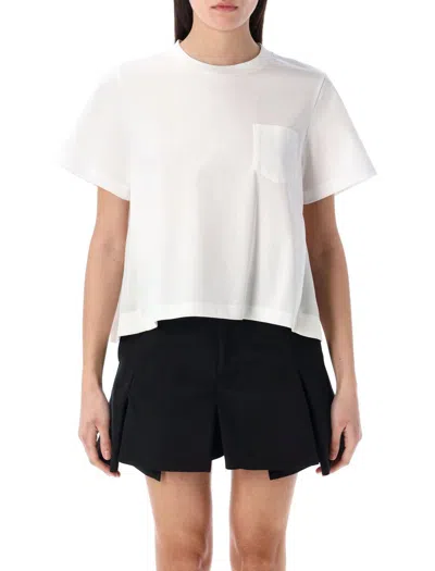 SACAI SACAI NYLON TWILL MIX COTTON JERSEY T-SHIRT