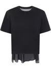 Sacai Nylon Twill Mix Cotton Jersey T-shirt Clothing In Black